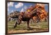 Tyrannosaurus Rex Escaping a Volcanic Eruption-null-Framed Art Print