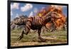 Tyrannosaurus Rex Escaping a Volcanic Eruption-null-Framed Art Print