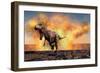 Tyrannosaurus Rex Escaping from a Violent Fire Storm-null-Framed Premium Giclee Print