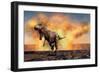 Tyrannosaurus Rex Escaping from a Violent Fire Storm-null-Framed Premium Giclee Print