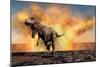 Tyrannosaurus Rex Escaping from a Violent Fire Storm-null-Mounted Premium Giclee Print