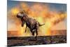 Tyrannosaurus Rex Escaping from a Violent Fire Storm-null-Mounted Art Print