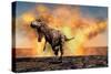 Tyrannosaurus Rex Escaping from a Violent Fire Storm-null-Stretched Canvas