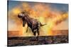 Tyrannosaurus Rex Escaping from a Violent Fire Storm-null-Stretched Canvas