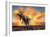 Tyrannosaurus Rex Escaping from a Violent Fire Storm-null-Framed Art Print