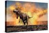 Tyrannosaurus Rex Escaping from a Violent Fire Storm-null-Stretched Canvas