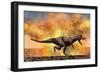 Tyrannosaurus Rex Escaping from a Violent Fire Storm-null-Framed Premium Giclee Print