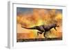 Tyrannosaurus Rex Escaping from a Violent Fire Storm-null-Framed Premium Giclee Print