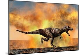 Tyrannosaurus Rex Escaping from a Violent Fire Storm-null-Mounted Premium Giclee Print