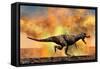 Tyrannosaurus Rex Escaping from a Violent Fire Storm-null-Framed Stretched Canvas