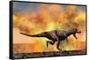 Tyrannosaurus Rex Escaping from a Violent Fire Storm-null-Framed Stretched Canvas