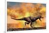 Tyrannosaurus Rex Escaping from a Violent Fire Storm-null-Framed Art Print