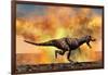 Tyrannosaurus Rex Escaping from a Violent Fire Storm-null-Framed Art Print