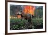 Tyrannosaurus Rex Fleeing from a Deadly Forest Fire-null-Framed Art Print