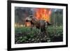 Tyrannosaurus Rex Fleeing from a Deadly Forest Fire-null-Framed Art Print