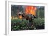 Tyrannosaurus Rex Fleeing from a Deadly Forest Fire-null-Framed Art Print