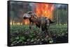 Tyrannosaurus Rex Fleeing from a Deadly Forest Fire-null-Framed Stretched Canvas