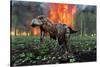 Tyrannosaurus Rex Fleeing from a Deadly Forest Fire-null-Stretched Canvas