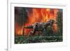 Tyrannosaurus Rex Fleeing from a Deadly Forest Fire-null-Framed Art Print