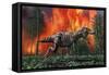 Tyrannosaurus Rex Fleeing from a Deadly Forest Fire-null-Framed Stretched Canvas