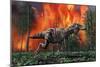 Tyrannosaurus Rex Fleeing from a Deadly Forest Fire-null-Mounted Art Print