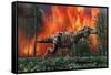 Tyrannosaurus Rex Fleeing from a Deadly Forest Fire-null-Framed Stretched Canvas