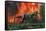 Tyrannosaurus Rex Fleeing from a Deadly Forest Fire-null-Framed Stretched Canvas