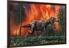 Tyrannosaurus Rex Fleeing from a Deadly Forest Fire-null-Framed Art Print