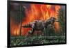 Tyrannosaurus Rex Fleeing from a Deadly Forest Fire-null-Framed Art Print