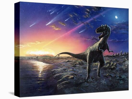 Tyrannosaurus Rex Fleeing From An Asteroid Strike-Chris Butler-Stretched Canvas