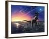 Tyrannosaurus Rex Fleeing From An Asteroid Strike-Chris Butler-Framed Photographic Print