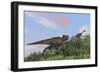 Tyrannosaurus Rex Hunting a Gigantoraptor in an Open Field-null-Framed Art Print