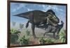 Tyrannosaurus Rex Hunting a Lone Parasaurolophus Duckbill Dinosaur-null-Framed Art Print