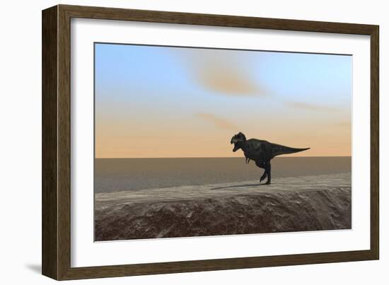 Tyrannosaurus Rex Hunting Along the Shoreline-null-Framed Art Print