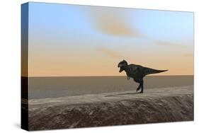 Tyrannosaurus Rex Hunting Along the Shoreline-null-Stretched Canvas