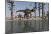 Tyrannosaurus Rex Hunting for its Next Meal Along the Water's Edge-null-Mounted Art Print