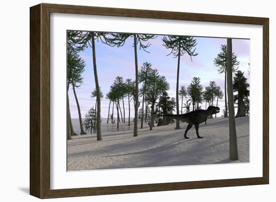 Tyrannosaurus Rex Hunting for its Next Meal-null-Framed Art Print