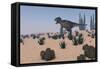 Tyrannosaurus Rex Hunting in a Desert Environment-null-Framed Stretched Canvas