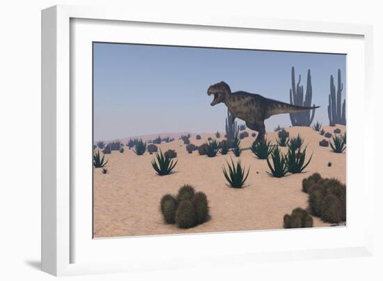 Tyrannosaurus Rex Hunting in a Desert Environment-null-Framed Art Print