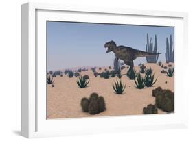 Tyrannosaurus Rex Hunting in a Desert Environment-null-Framed Art Print