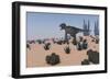 Tyrannosaurus Rex Hunting in a Desert Environment-null-Framed Premium Giclee Print