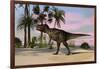 Tyrannosaurus Rex Hunting in a Tropical Environment-null-Framed Art Print