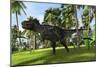 Tyrannosaurus Rex Hunting in a Tropical Landscape-null-Mounted Art Print