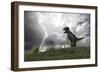 Tyrannosaurus Rex Hunting in an Open Field During a Lightning Storm-null-Framed Art Print