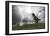 Tyrannosaurus Rex Hunting in an Open Field During a Lightning Storm-null-Framed Art Print