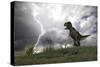 Tyrannosaurus Rex Hunting in an Open Field During a Lightning Storm-null-Stretched Canvas