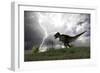 Tyrannosaurus Rex Hunting in an Open Field During a Lightning Storm-null-Framed Art Print