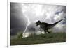 Tyrannosaurus Rex Hunting in an Open Field During a Lightning Storm-null-Framed Art Print