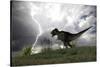Tyrannosaurus Rex Hunting in an Open Field During a Lightning Storm-null-Stretched Canvas