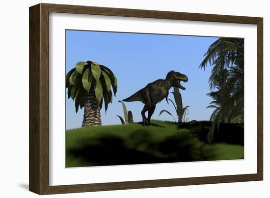 Tyrannosaurus Rex Hunting in an Open Field-null-Framed Art Print